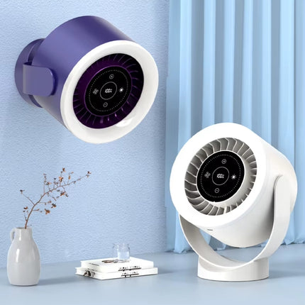 Rechargeable Adjustable LED Fan Light – Wall Mount/Desktop USB Cooling Fan with Display