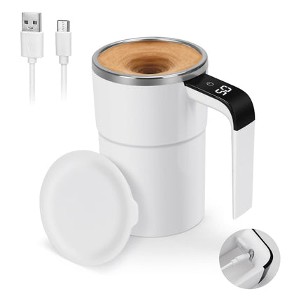 12oz Rechargeable Self-Stirring Mug with LED Temperature Display