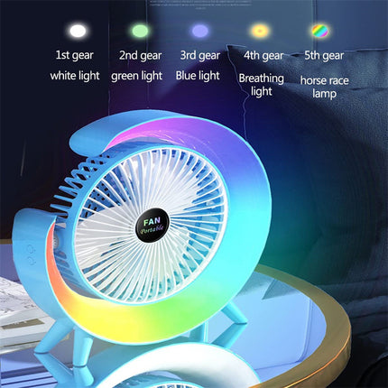 New Bright USB Charging Night Light Mini Desktop Fan – Silent Portable Electric Cooling Fan