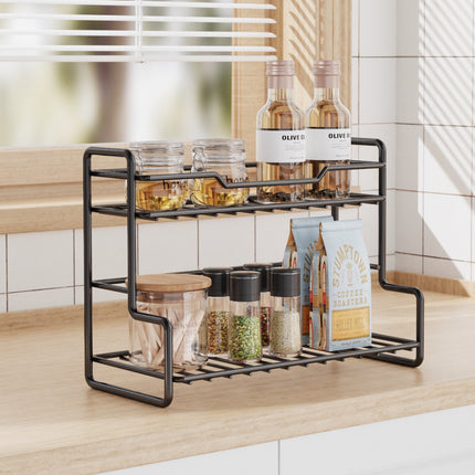 Double-Layer Storage Rack – Kitchen & Bathroom Seasoning Organizer