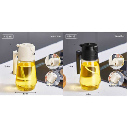 470ml 2-in-1 Glass Oil Sprayer – Olive Oil, Vinegar & Soy Sauce Bottle for Cooking & Air Fryer