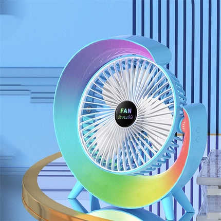 New Bright USB Charging Night Light Mini Desktop Fan – Silent Portable Electric Cooling Fan