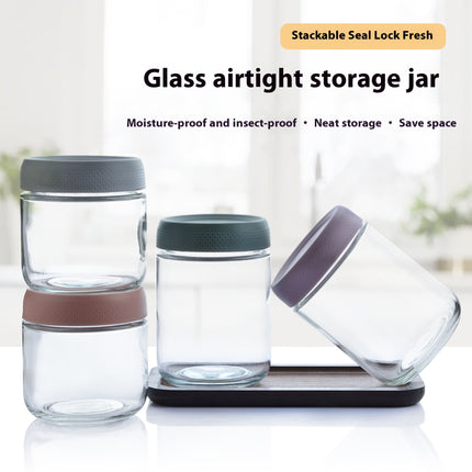 Glass Sealed Storage Jar with Lid for Cereals, Snacks & Coffee Beans