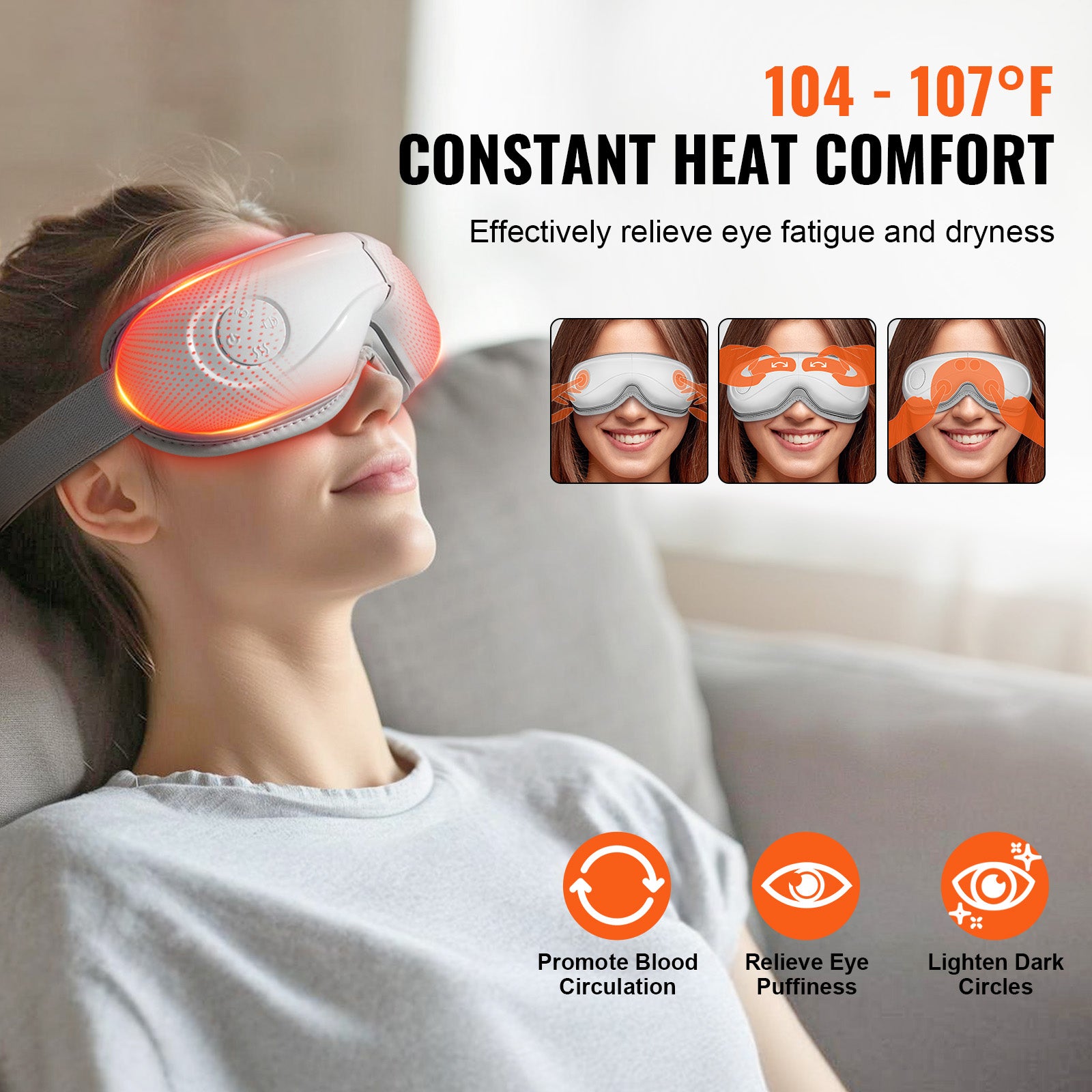 Heated Eye Massager Eye Care Device 5 Modes Bluetooth Music 180 Foldable