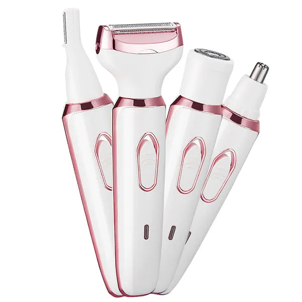 4 In 1 Electric Razor For Women Painless Grooming Kit Rechargeable Eyebrow Nose Hair Pubic Hair Bikini Trimmer Face Shaver