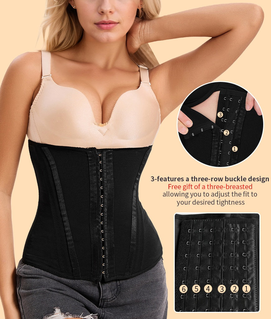 Steel Boned Corset Shapewear Tummy Waist Body Shaper With Extended Button