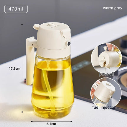 470ml 2-in-1 Glass Oil Sprayer – Olive Oil, Vinegar & Soy Sauce Bottle for Cooking & Air Fryer