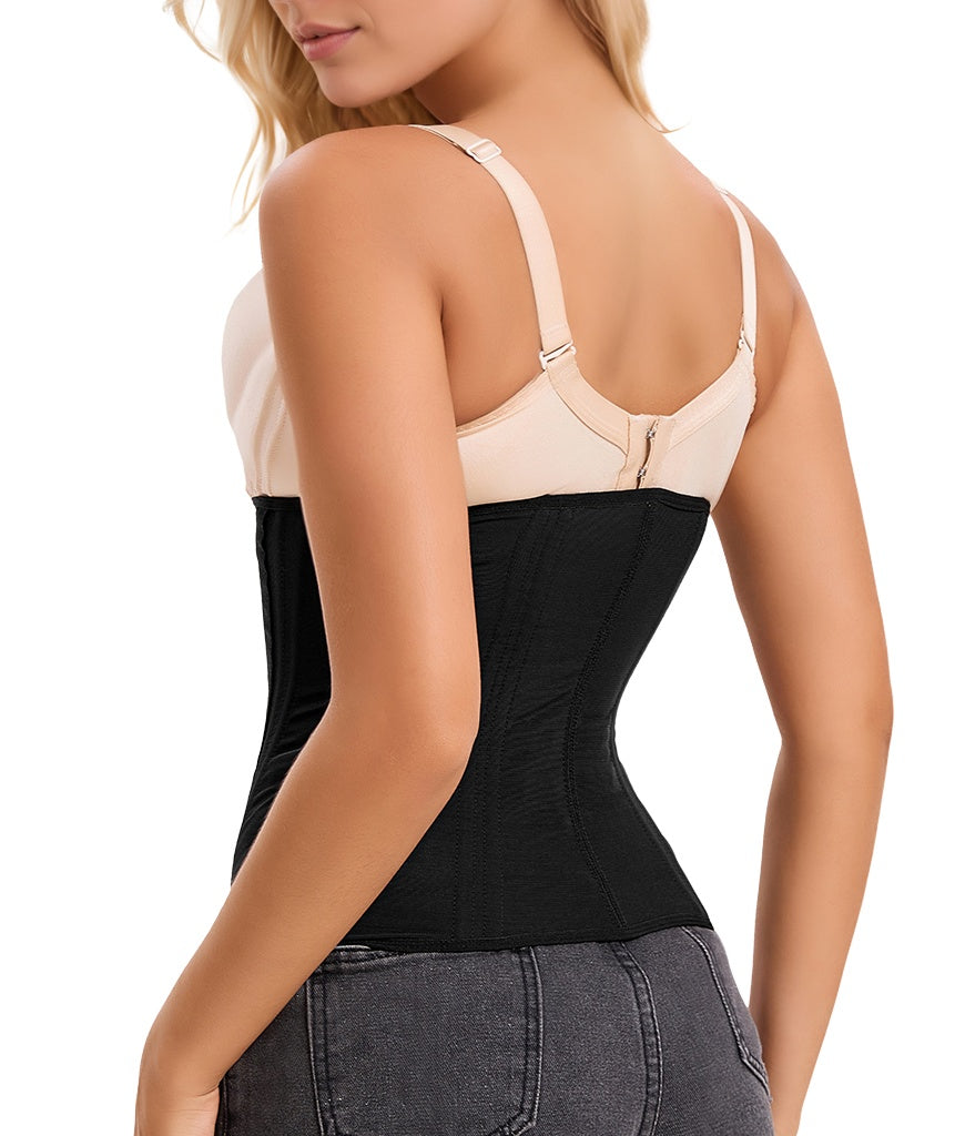 Steel Boned Corset Shapewear Tummy Waist Body Shaper With Extended Button