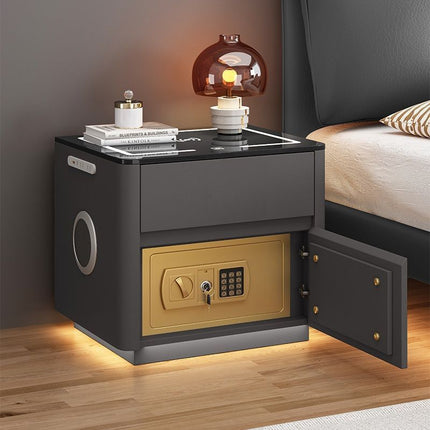 Multi-Functional Smart Bedroom Bedside Table with Integrated Wireless Charging & Safe