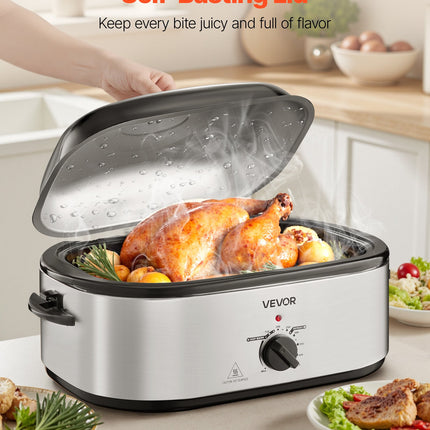 22QT Electric Roaster Oven with Self-Basting Lid
