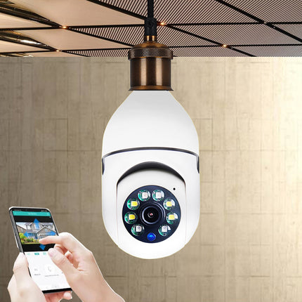 1080P WiFi Bulb Camera – 4X Zoom, E27 Socket, 5G WiFi Security Monitor