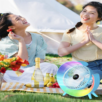 New Bright USB Charging Night Light Mini Desktop Fan – Silent Portable Electric Cooling Fan