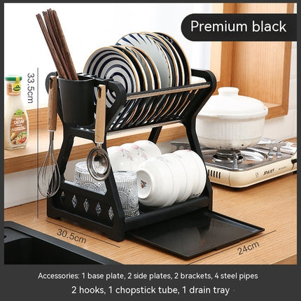 Kitchen Utensil Drying & Washing Rack with Draining Bowl