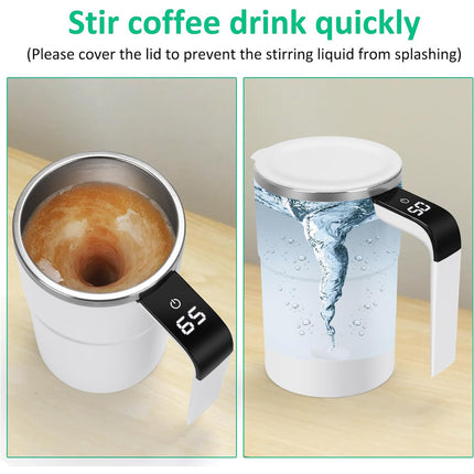12oz Rechargeable Self-Stirring Mug with LED Temperature Display