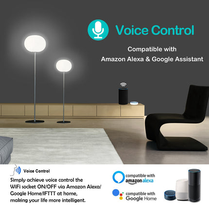 WiFi Smart Plug – App Remote, Voice Control, Timer for Alexa & Google Home