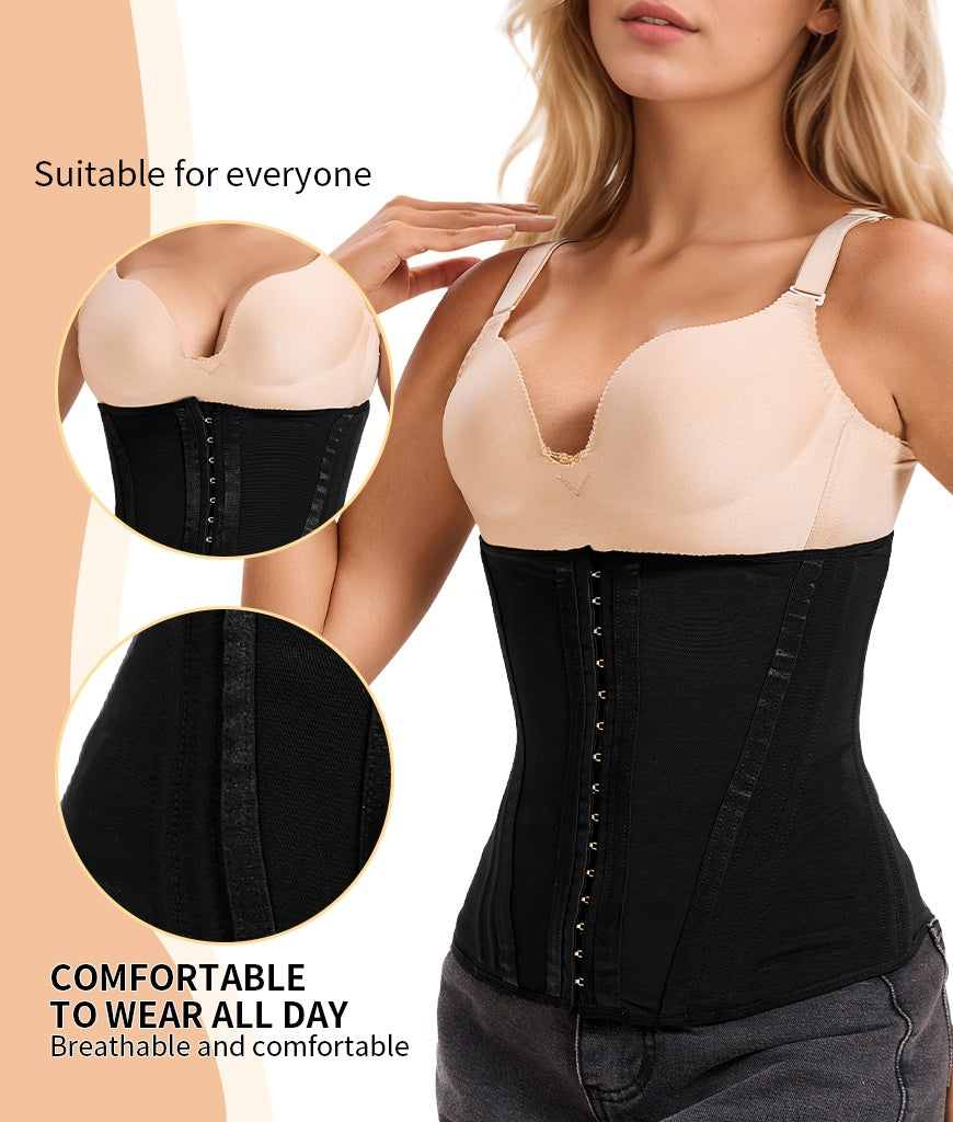 Steel Boned Corset Shapewear Tummy Waist Body Shaper With Extended Button