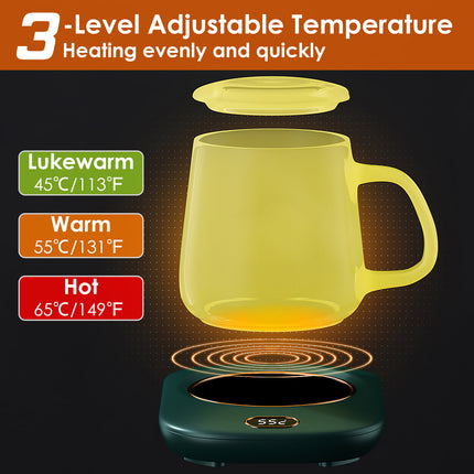 1Pc USB Coffee Mug Warmer – 3 Temp Settings, Auto Shut Off, Electric Cup Heater for Tea & Coffee (3 Colors)