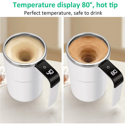 12oz Rechargeable Self-Stirring Mug with LED Temperature Display