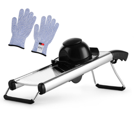 Stainless Steel Chopper Set – Mandolin Slicer & Grater with Cut-Resistant Gloves
