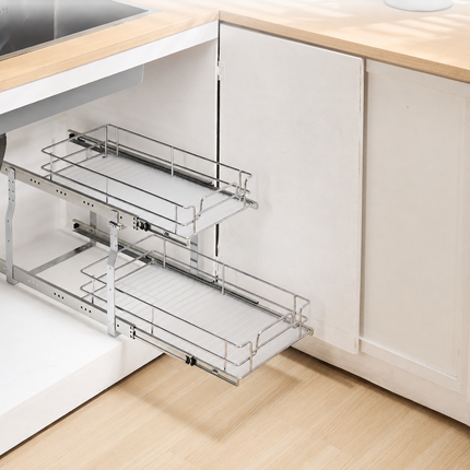 2-Tier Under Sink Pull-Out Wire Organizer Basket
