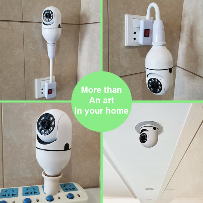 1080P WiFi Bulb Camera – 4X Zoom, E27 Socket, 5G WiFi Security Monitor