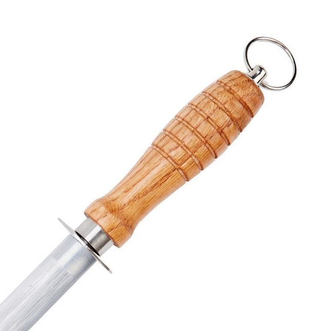 Wooden Handle Carbon Steel Knife Sharpening Rod