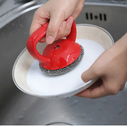 316 Stainless Steel Cast Iron Scrubber With Handle Wool Scrubber Kitchen Gadgets