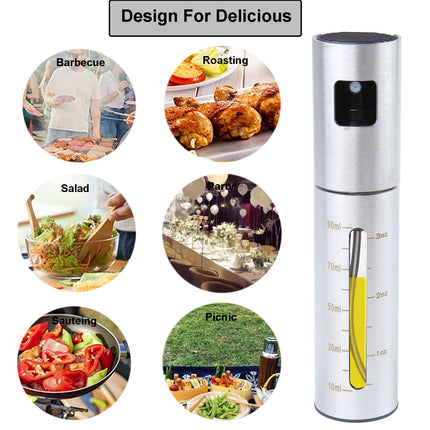100ml Stainless Steel Oil Sprayer – Portable Olive Oil Spray Bottle for Cooking & Grilling