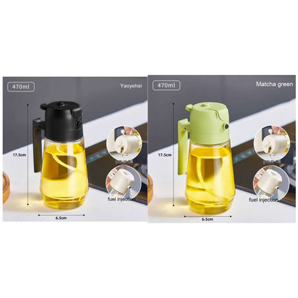 470ml 2-in-1 Glass Oil Sprayer – Olive Oil, Vinegar & Soy Sauce Bottle for Cooking & Air Fryer