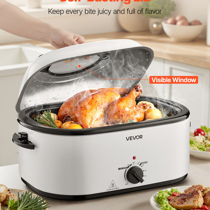 26QT Electric Roaster Oven with Self-Basting Lid