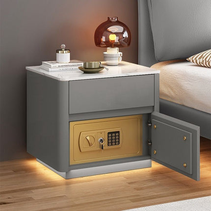 Multi-Functional Smart Bedroom Bedside Table with Integrated Wireless Charging & Safe