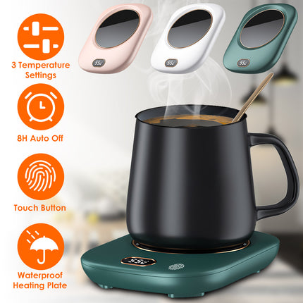 1Pc USB Coffee Mug Warmer – 3 Temp Settings, Auto Shut Off, Electric Cup Heater for Tea & Coffee (3 Colors)