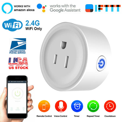 WiFi Smart Plug – App Remote, Voice Control, Timer for Alexa & Google Home