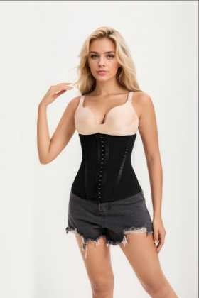 Steel Boned Corset Shapewear Tummy Waist Body Shaper With Extended Button