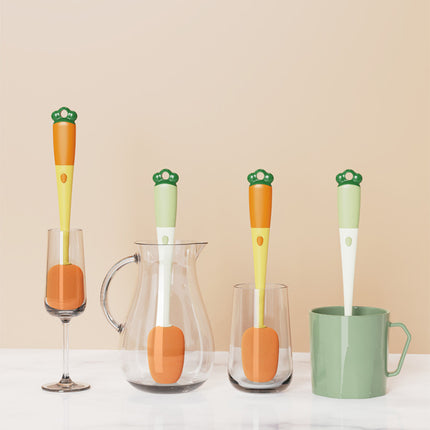 3 In 1 Multifunctional Cleaning Cup Washer Brush Long Handle Carrot Water Bottle Cleaning Brush