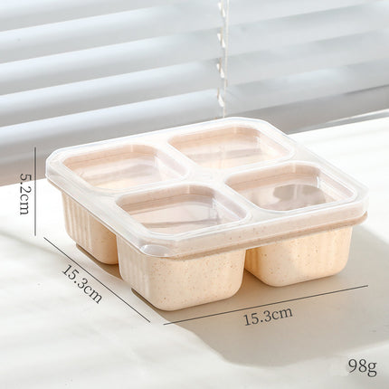 4-Compartment Reusable Bento Snack Box with Clear Lid for Work & Travel