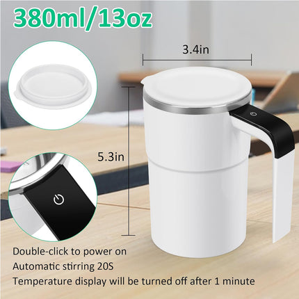 12oz Rechargeable Self-Stirring Mug with LED Temperature Display