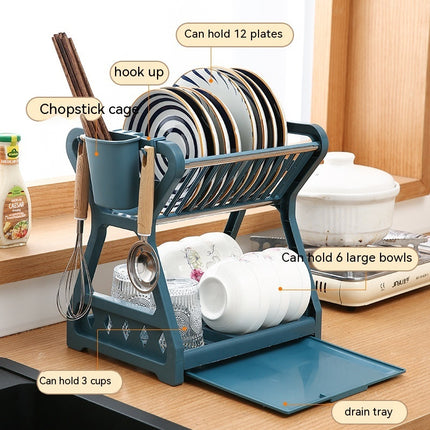 Kitchen Utensil Drying & Washing Rack with Draining Bowl