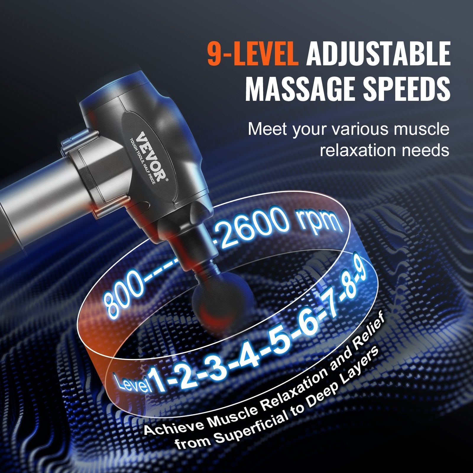 VEVOR Massage Gun Deep Tissue Massager For Athletes, Handheld Electric Massage Gun For Pain Relief, Muscle Relaxation