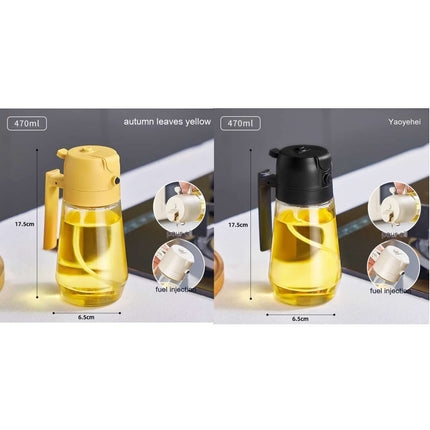 470ml 2-in-1 Glass Oil Sprayer – Olive Oil, Vinegar & Soy Sauce Bottle for Cooking & Air Fryer