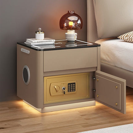 Multi-Functional Smart Bedroom Bedside Table with Integrated Wireless Charging & Safe