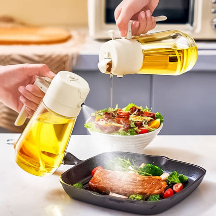 470ml 2-in-1 Glass Oil Sprayer – Olive Oil, Vinegar & Soy Sauce Bottle for Cooking & Air Fryer