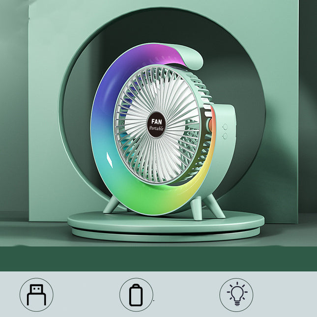 New Bright USB Charging Night Light Mini Desktop Fan – Silent Portable Electric Cooling Fan