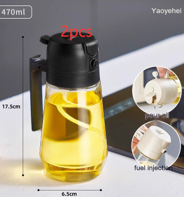 470ml 2-in-1 Glass Oil Sprayer – Olive Oil, Vinegar & Soy Sauce Bottle for Cooking & Air Fryer