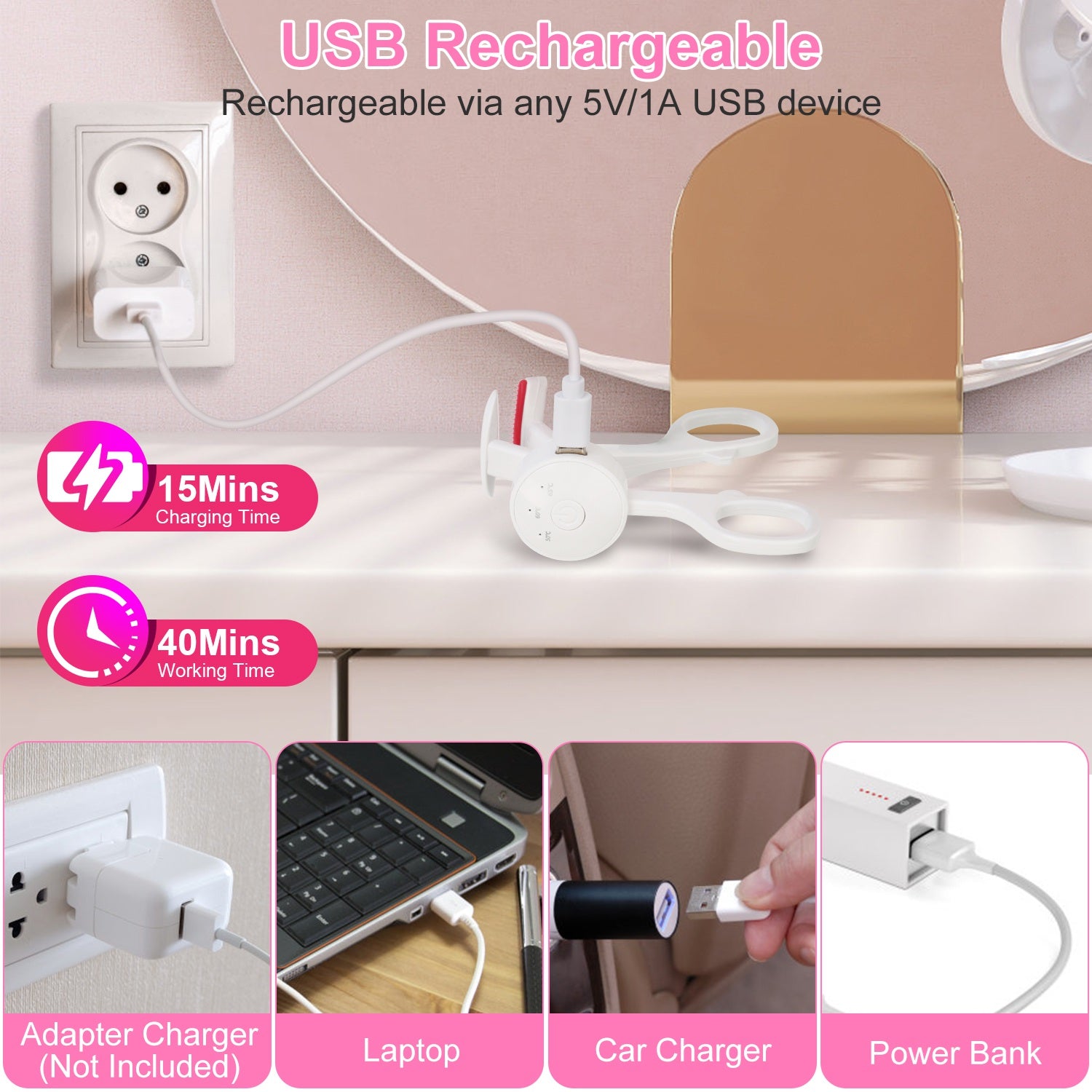 2Pcs Heated Eyelash Curler Electric USB Rechargeable Eyelash Curler Anti Burn Compact With Comb Heat Up Fast Within 8S For All Eye Shapes For Women Make Up Gift Travel Valentine Mother Day