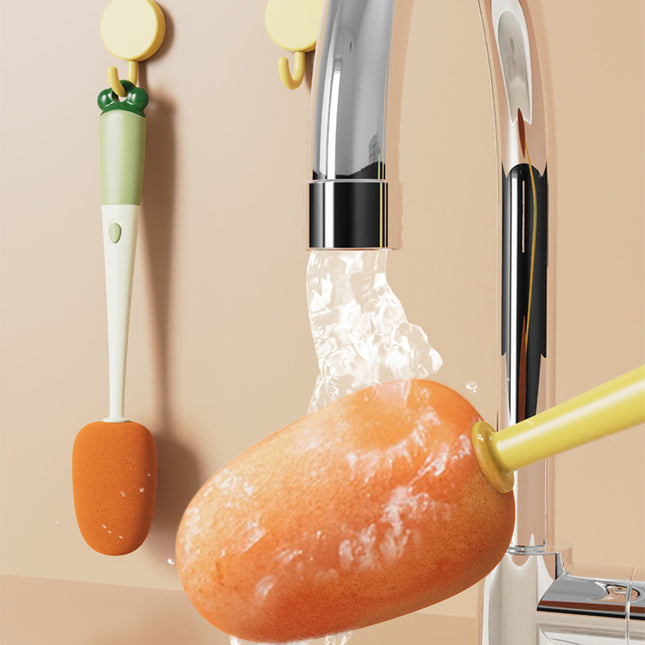 3 In 1 Multifunctional Cleaning Cup Washer Brush Long Handle Carrot Water Bottle Cleaning Brush