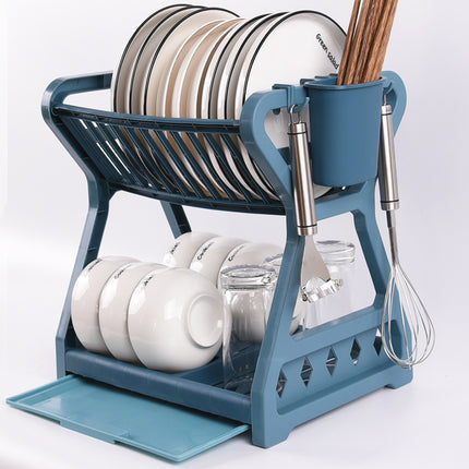 Kitchen Utensil Drying & Washing Rack with Draining Bowl