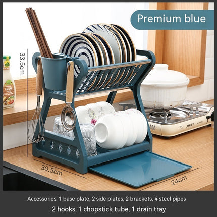 Kitchen Utensil Drying & Washing Rack with Draining Bowl