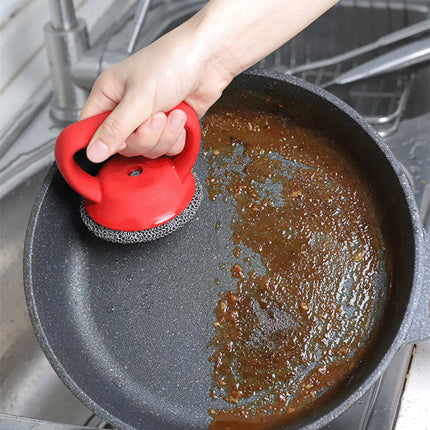 316 Stainless Steel Cast Iron Scrubber With Handle Wool Scrubber Kitchen Gadgets