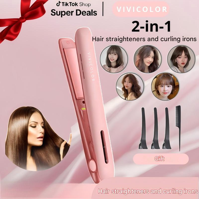 Gentlemen's Bangs Two-in-one Straight Hair Curler With Ion Hair Care, Compact And Portable, Suitable For Dormitory Use